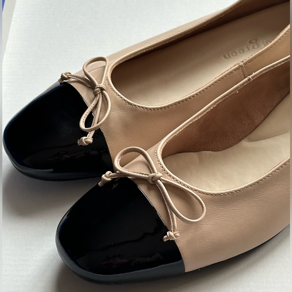 PAUL GREEN Beige & Black Cap-Toe Ballet Flats (Fits 9.5–10) - Picture 5 of 16